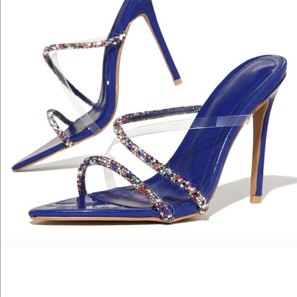 Cape Robbin Shoes - NEW🔥 Rhinestone Strappy Stiletto Heel Mule Sandal